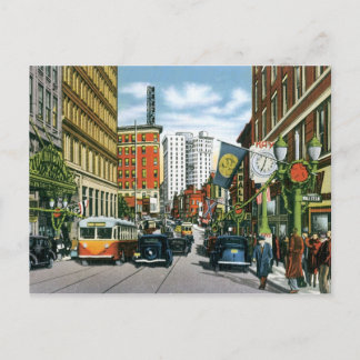 Carte Postale Scène de la rue Georgia vintage