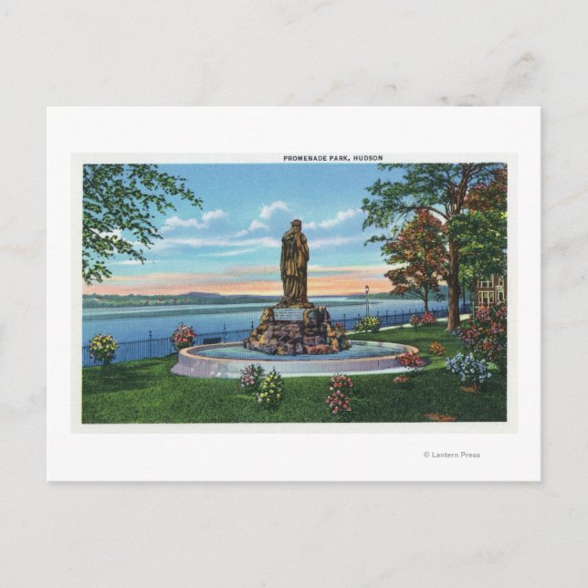 Carte Postale Scène de la statue dans Promenade Park (Devant)