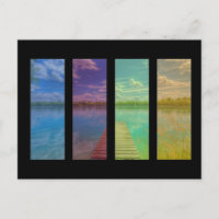 Scène de lac calme avec paysage de quai en bois