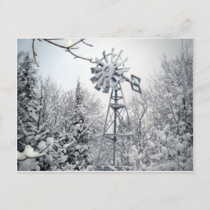 Carte Postale Scène de l'arbre d'hiver du moulin à vent