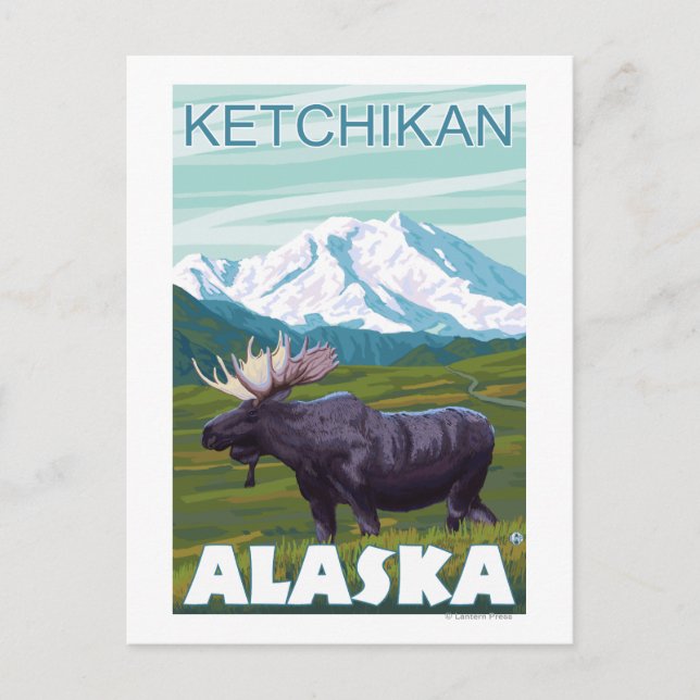 Carte Postale Scène de l'orignal - Ketchikan, Alaska (Devant)