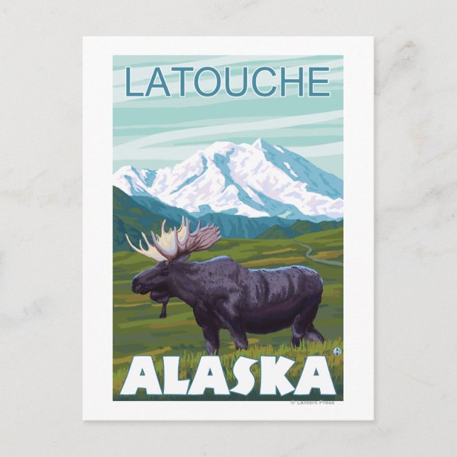 Carte Postale Scène de l'orignal - Latouche, Alaska (Devant)