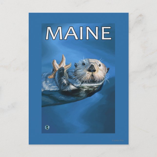 Carte Postale Scène de Loutres de Maine (Devant)