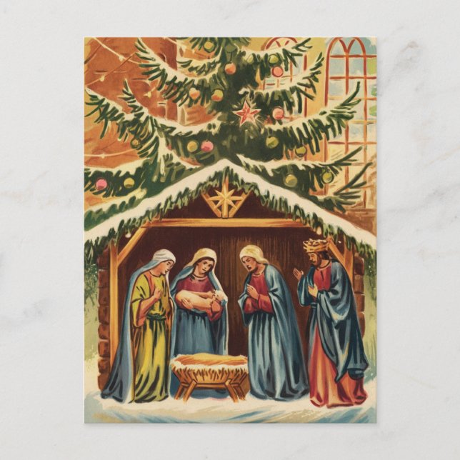 Carte Postale Scène de Nativité Noël vintage (Devant)