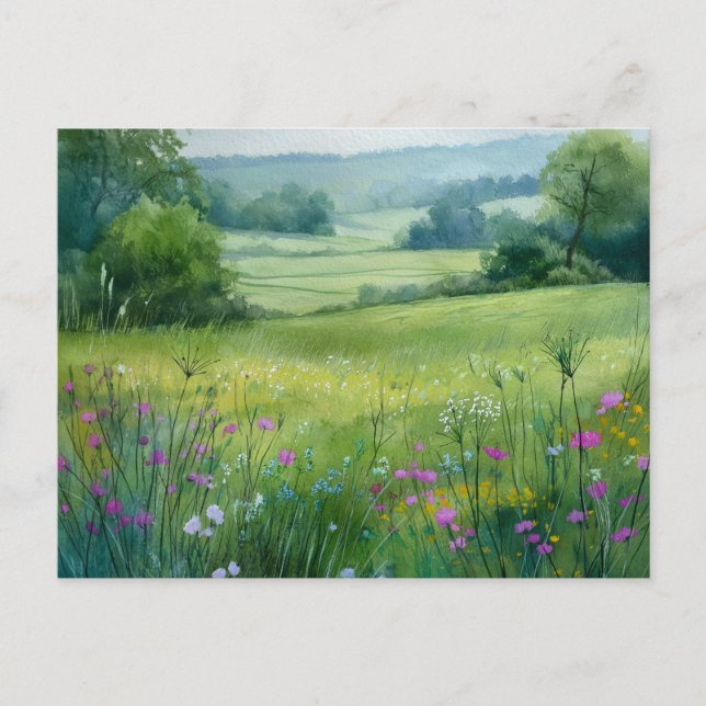 Carte Postale Scène de nature champ de fleurs  (Devant)