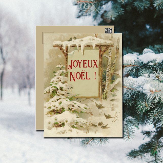 Carte Postale scène de Noël avec panneau de cour (Créateur téléchargé)