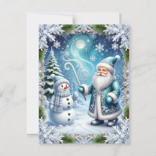 Carte Postale Scène de Noël festive enneigée