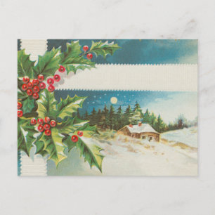 Carte Postale Scène de Noël Hiver de neige blanche