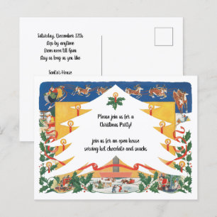 Carte Postale Scène de Noël vintage avec le Père Noël