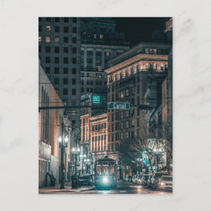 Carte Postale Scène de nuit NOLA de la voiture de rue sur Canal