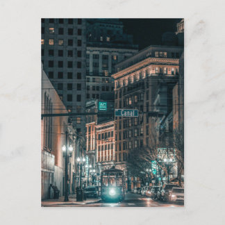 Carte Postale Scène de nuit NOLA de la voiture de rue sur Canal