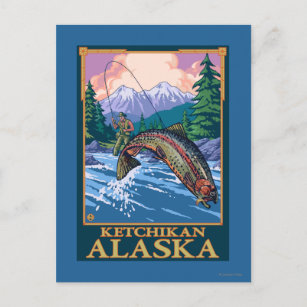 Carte Postale Scène de pêche de mouche - Ketchikan, Alaska
