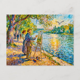 Carte Postale Scène de peintre impressionniste au bord de la riv