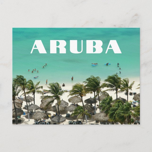 Carte Postale Scène de plage de l'île caraïbe d'Aruba (Devant)