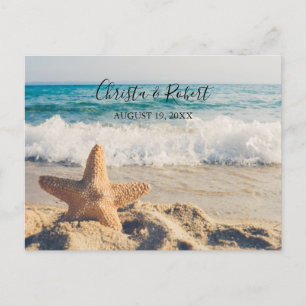 Carte Postale Scène de plage mariage avec Merci Starfish