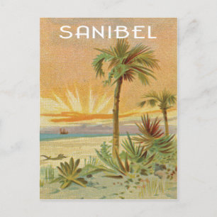 Carte Postale Scène de plage vintage de Sanibel