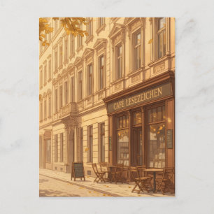Carte Postale Scène de rue automnale avec des livres