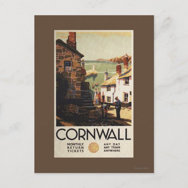 Carte Postale Scène de rue avec deux hommes en train de travaill (Devant)