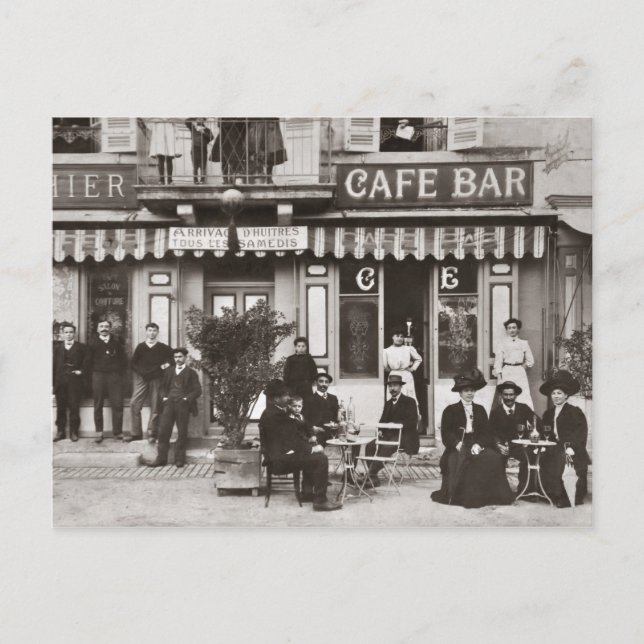 Carte Postale Scène de rue du bar-café français (Devant)