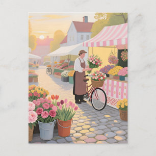 Carte Postale Scène de rue Fleur Solaire
