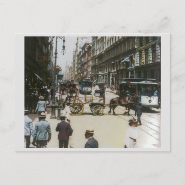 Carte Postale Scène de rue Old Broadway 1904, New York (Devant)