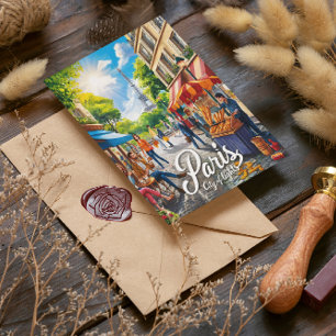 Carte Postale Scène De Rue Parisienne Avec Tour Eiffel