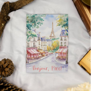 Carte Postale Scène De Rue Parisienne Avec Tour Eiffel