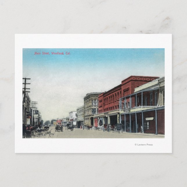 Carte Postale Scène de rue principale Woodland, CA (Devant)