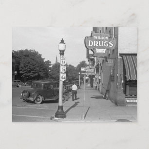 Carte Postale Scène de rue Urbana, Ohio, 1938