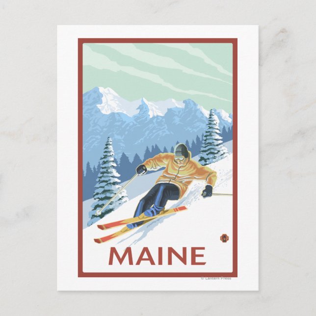 Carte Postale Scène de skieur du MaineDownhill (Devant)