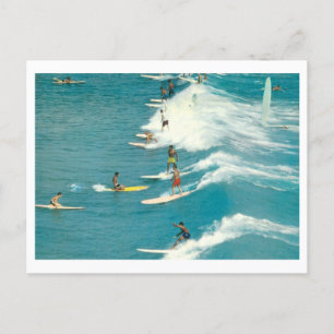 Carte Postale Scène de surf vintage, Floride, années 1960