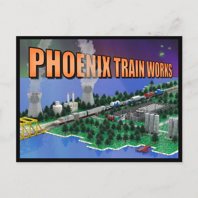 Carte Postale Scène de train et de centrale nucléaire PTW Atomic (Devant)