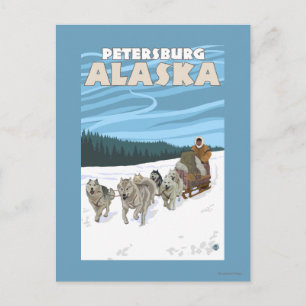 Carte Postale Scène de traînée de chien - Petersburg, Alaska