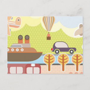 Carte Postale Scène de transport de dessin animé