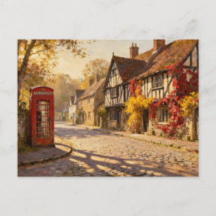 Carte Postale Scène de village automnal dans une lumière dorée
