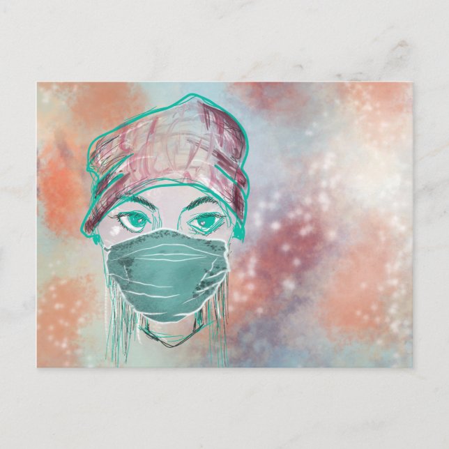 Carte Postale scène d'étincelle de masque facial (Devant)