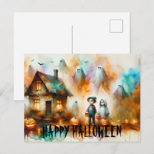Carte Postale Scène d'Halloween éffrayante
