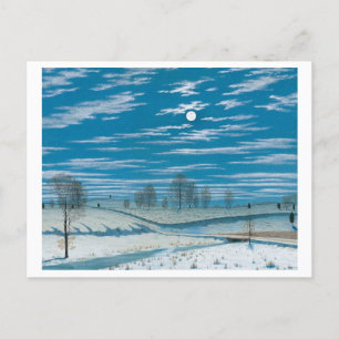 Carte Postale Scène d'hiver en peinture lune