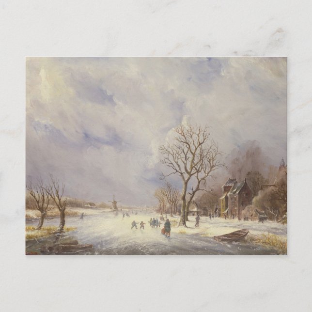 Carte Postale Scène du canal d'hiver, 19e siècle (Devant)