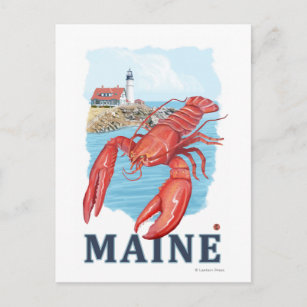 Carte Postale Scène du homard et du phare de Portland