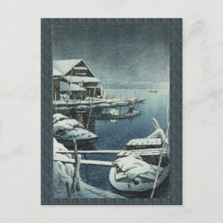 Carte Postale Scène du lac de neige d'hiver Hasui Kawase