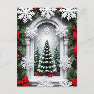 Carte Postale ❄️ Scène Élégante d'Arbre de Noël enneigé 🎄 Hiver