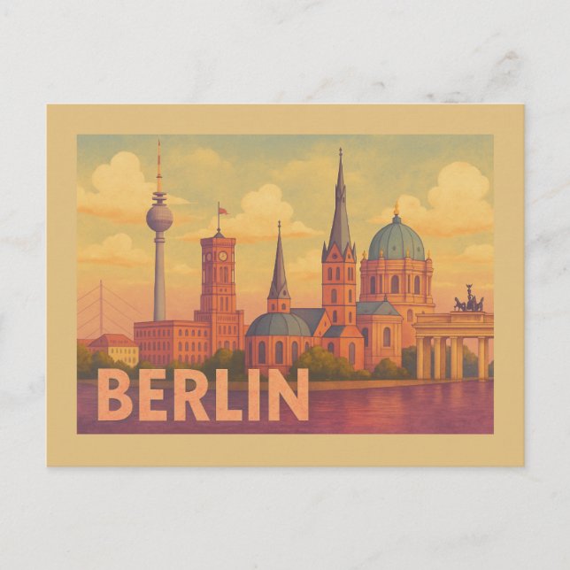 Carte Postale Scène Emblématique de Berlin Allemagne (Devant)