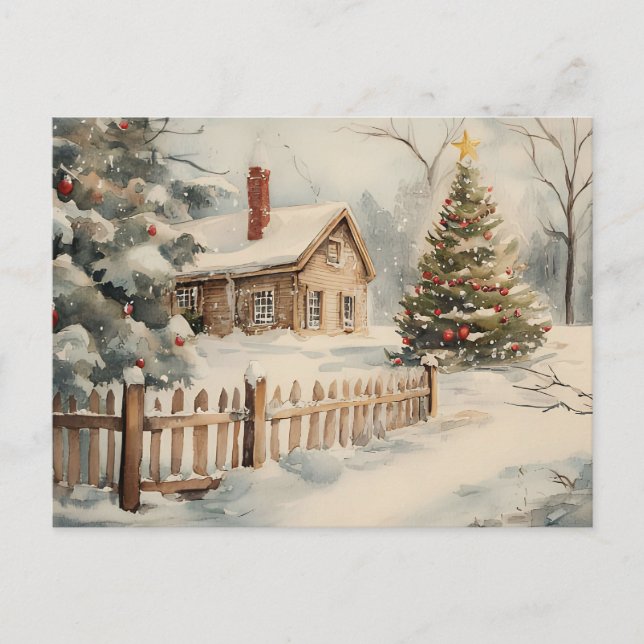 Carte Postale Scène Festive Vintage de Noël (Devant)