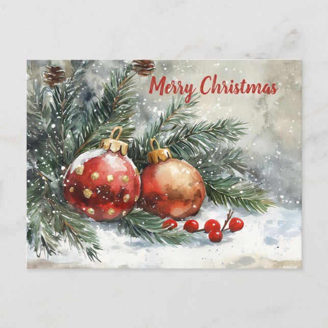Carte Postale Scène Festive Vintage de Noël (Devant)