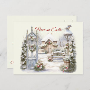 Carte Postale Scène hiver Vintage de Noël