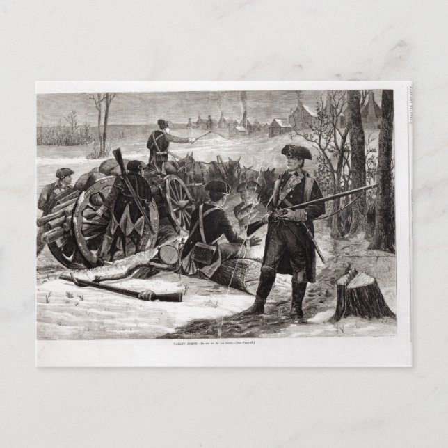 Carte Postale Scène hivernale au campement de l'armée continenta (Devant)