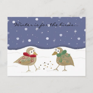 Carte Postale Scène hivernale avec deux petits oiseaux