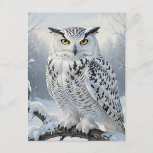 Carte Postale Scène hivernale majestueuse avec harfang des neige