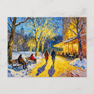 Carte Postale Scène impressionniste de parc de ville en hiver av